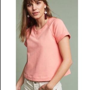 anthropologie peach short sleeve sweatshirt